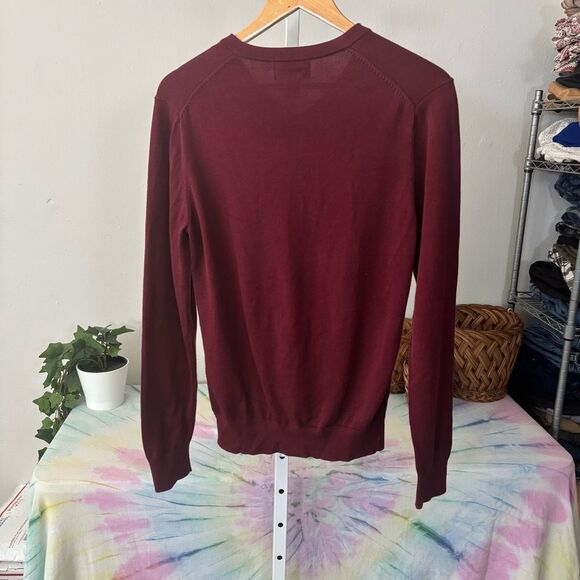 Lands' End Men's Burgundy Sweater size small v neck long sleeve sweater Pima - Picture 4 of 6